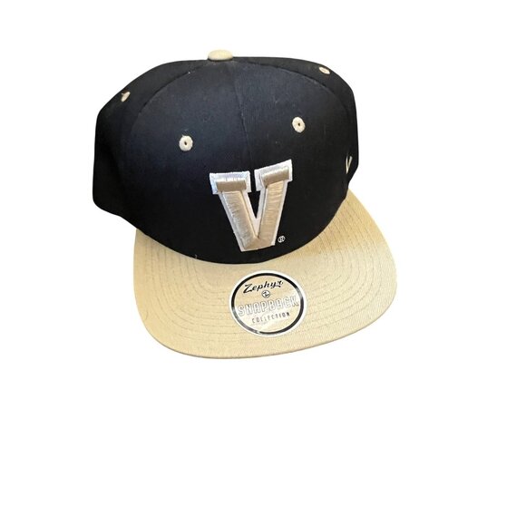 Vanderbilt University Zephyr Snapback Hat Black & Gold Adjustable Cap 100% Polye - Picture 1 of 6